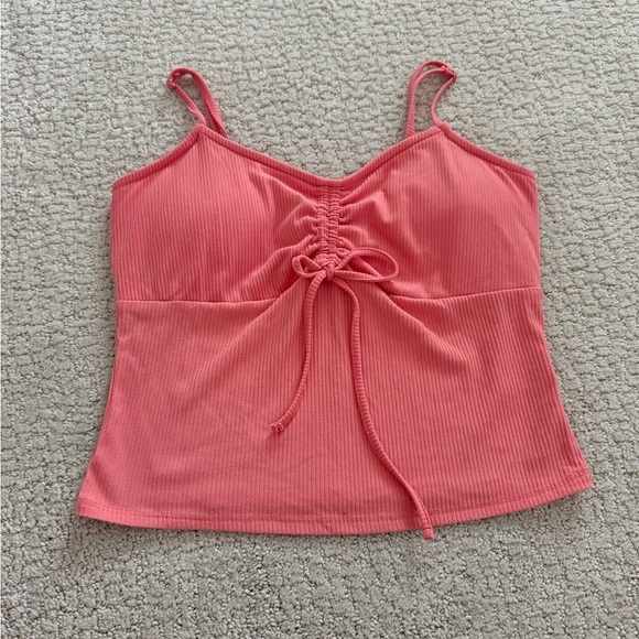 Derek Heart Ribbed Crop Tank Top Size M Pink Padded - Picture 1 of 6
